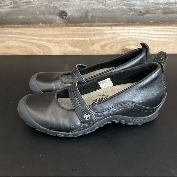 Merrell Womens Size 9.5 US Mary Jane Plaza Bandeau Black  Leather Comfort Shoes - Picture 2 of 10